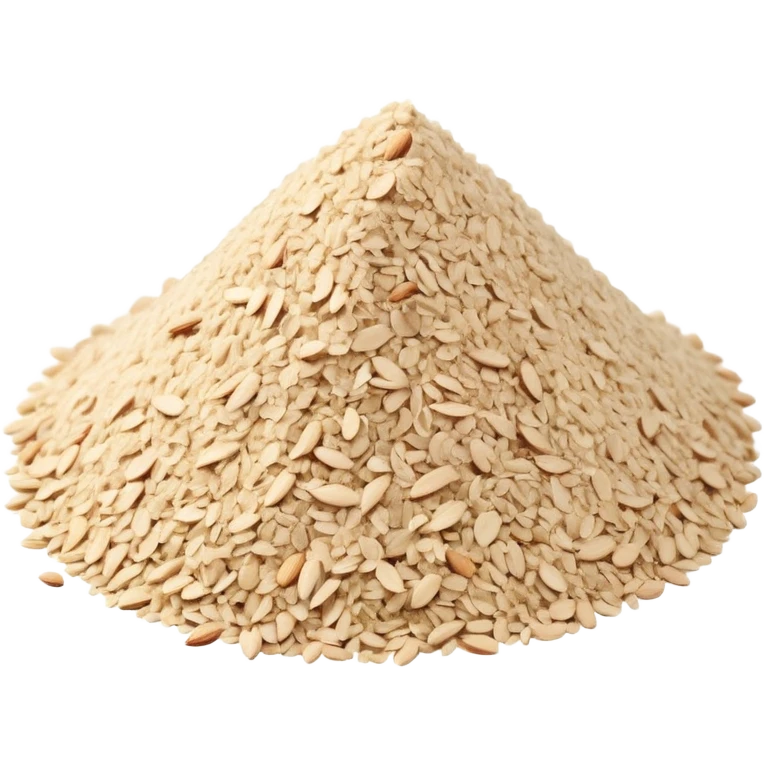 mound of almond meal, finely ground, off-white to pale beige, grainy texture, uneven surface, visible granules, soft lighting, subtle shadows, no bowl or utensils, no faces, transparent background, emoji scale emoji