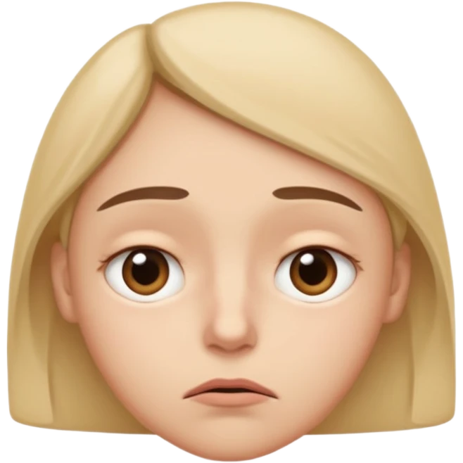  slightly widened eyes, subtle tension around eyes, small tight curved-down mouth, eyebrows raised inward, expression of quiet worry
 emoji