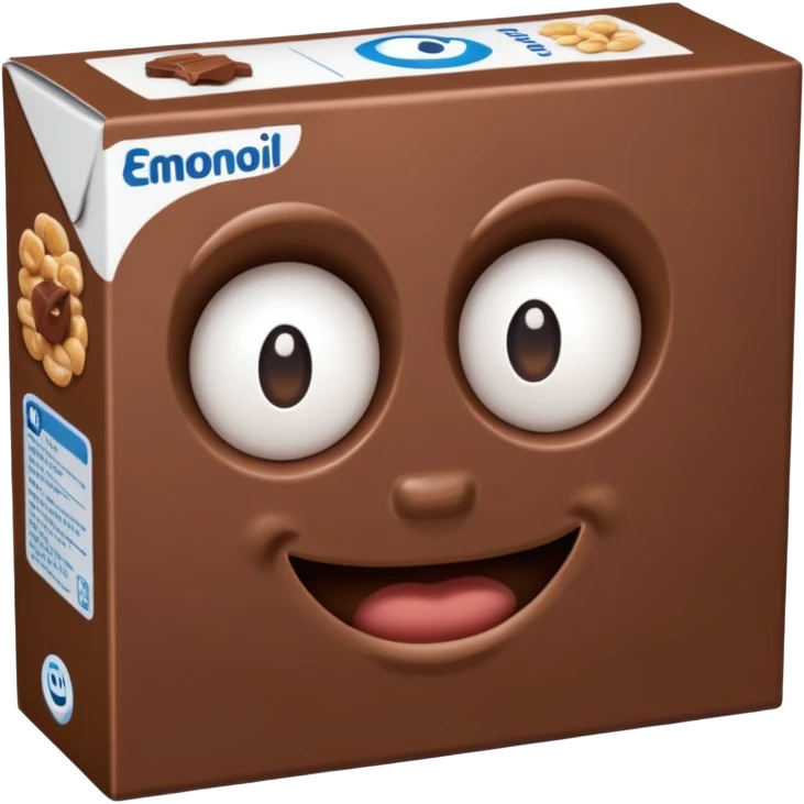 brown chocolate cereal box without eyes and mouth emoji