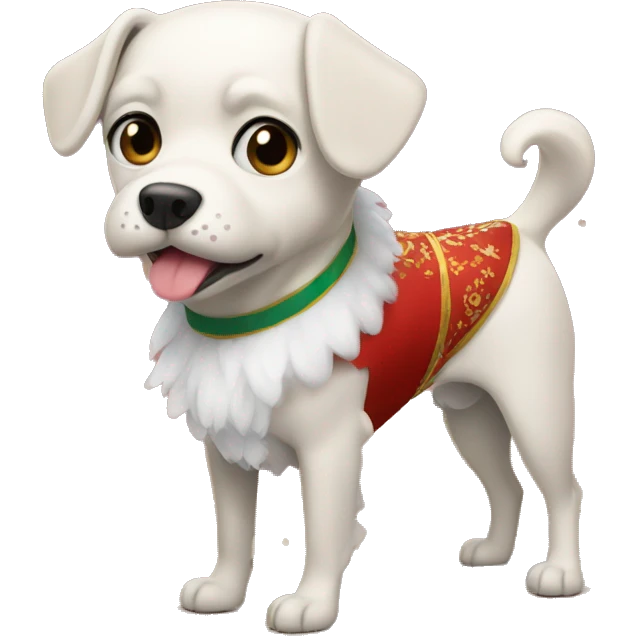 A dog dressed in a New Year's costume emoji