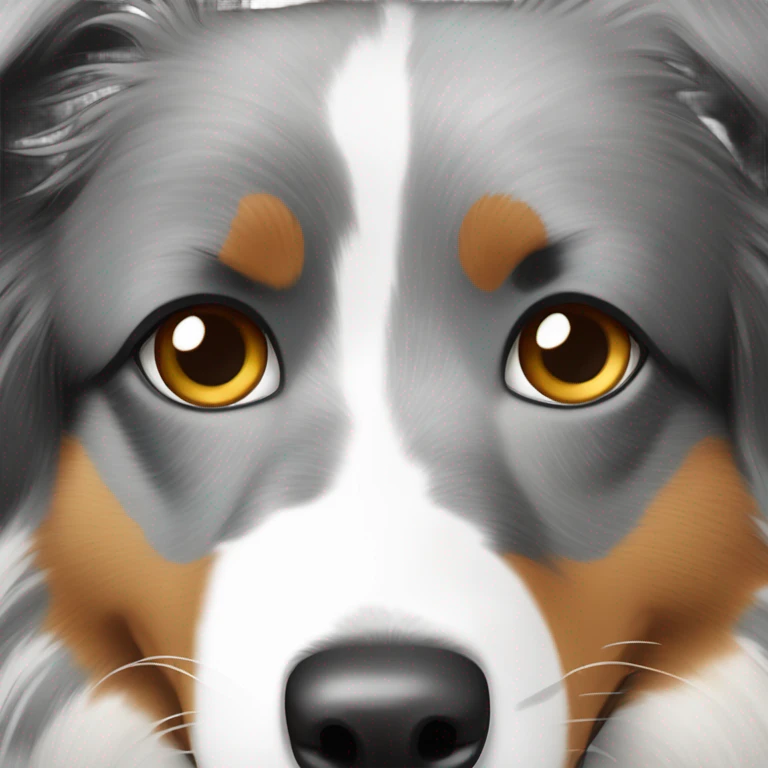 Australian shepherd black spot over right eye and white on left side emoji