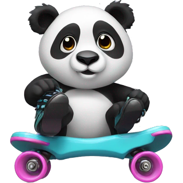 Panda wearing roller skates emoji
