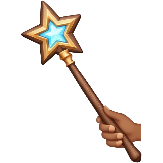 hand holding a glowing magic wand with sparkles and magical glow emoji