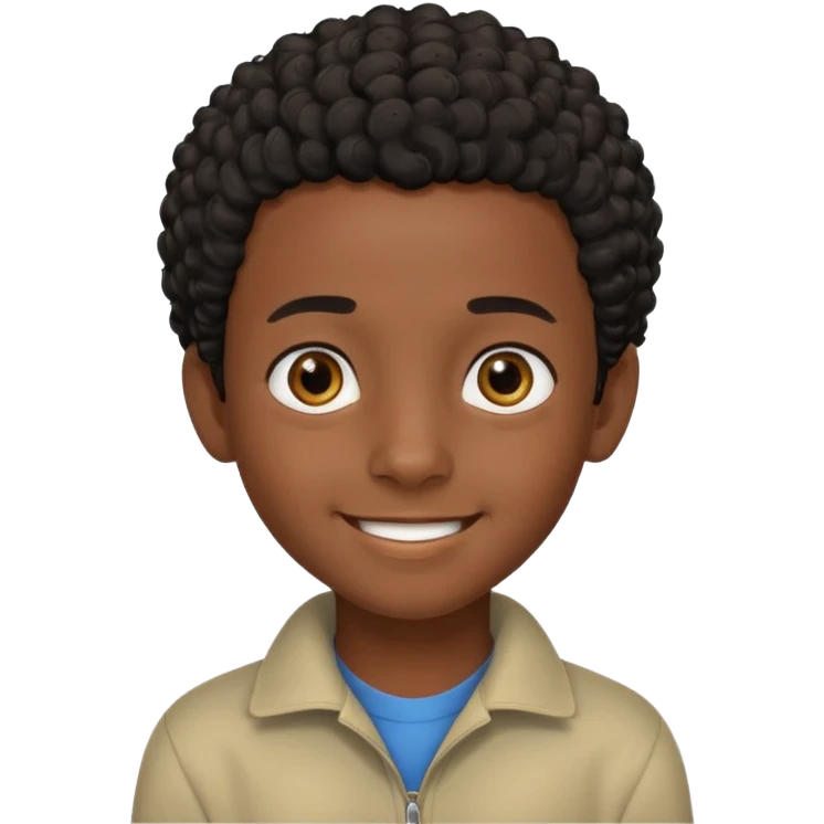 Ethiopian young boy, friendly face, short curly hair emoji