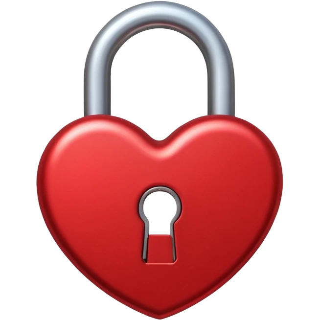 A lock in the shape and colour of a love heart emoji