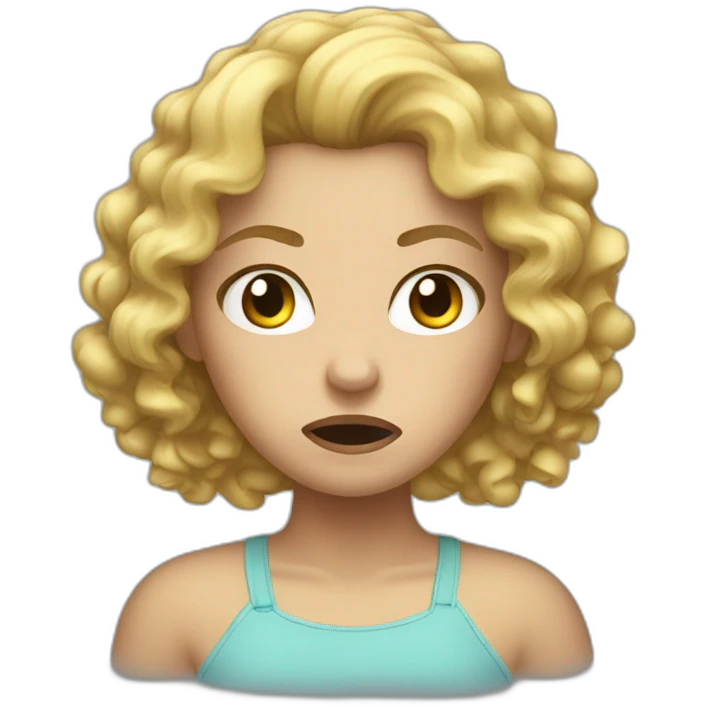 Curly blond girl angry emoji