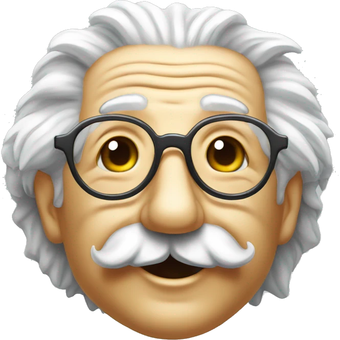 happy albert einstein head with sun glassess emoji