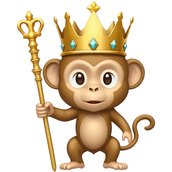 Monkey wearing a crown with a septor emoji