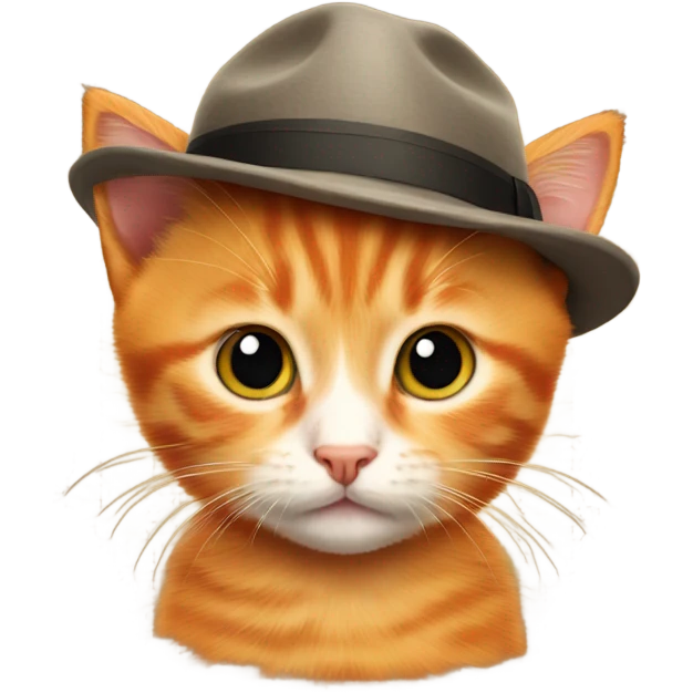 Orange kitten with a hat emoji
