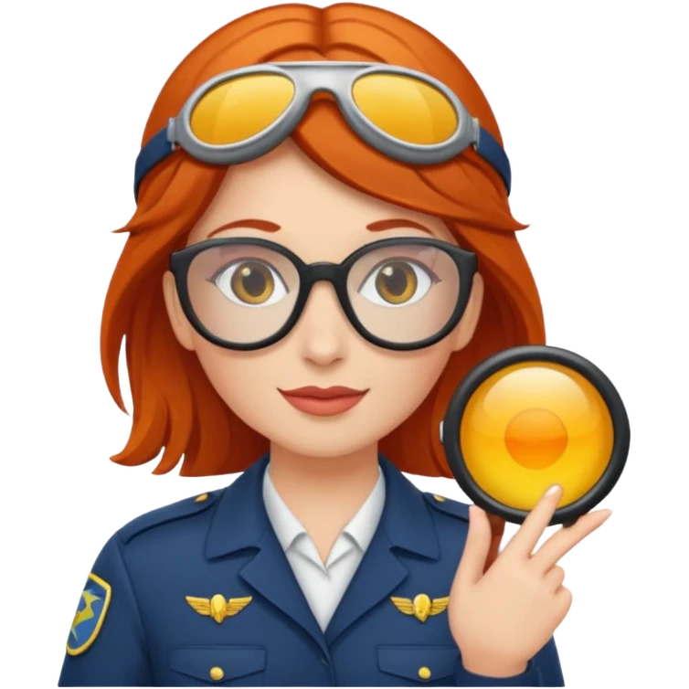 pilote d'avion femme rousse avec lunette de soleil emoji