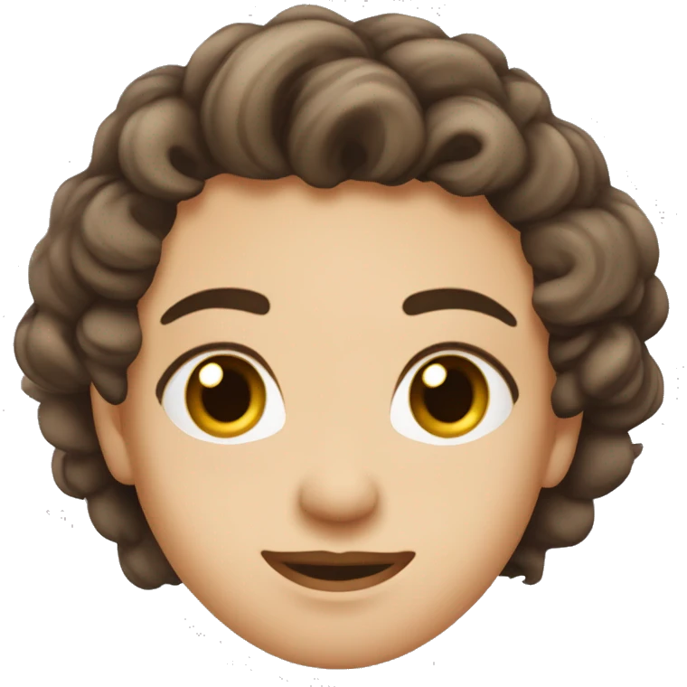 round face, wavy hair, widows peak, almond eyes, medium size eyes, long lashes, bushy eyebrows, emoji