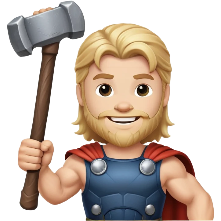 friendly thor superhero with hammer for kids emoji