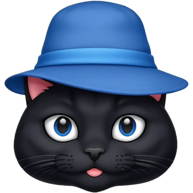 full black cat with blue hat emoji