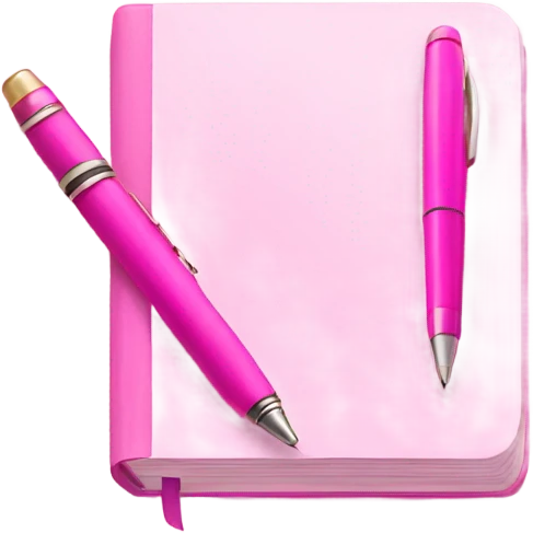 Pink journal and a pink pen emoji