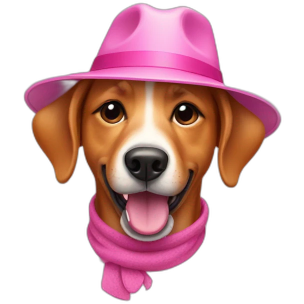 dog winking with a hat and being pink emoji