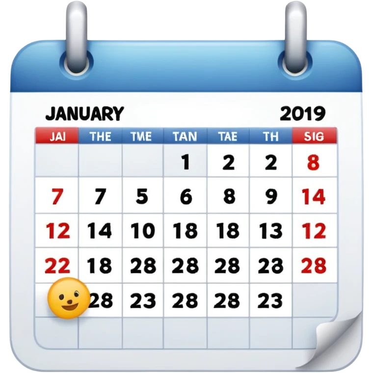 An emoji of a Calander page showing only January 30, no other dates emoji