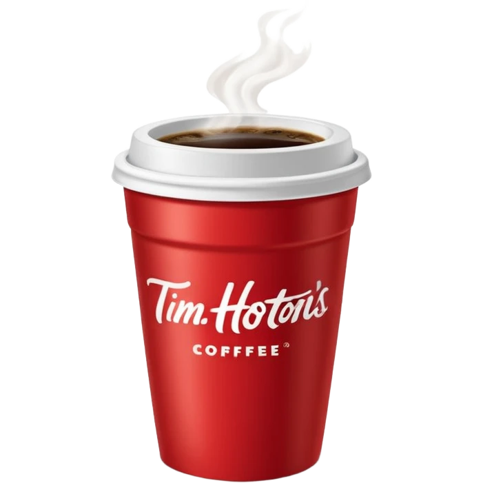 Tim Hortons coffee, it should be red cup with white write writing " Tim Hortons" and a White lid emoji