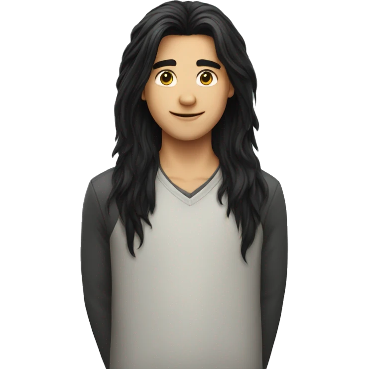 Long black hair boy emoji