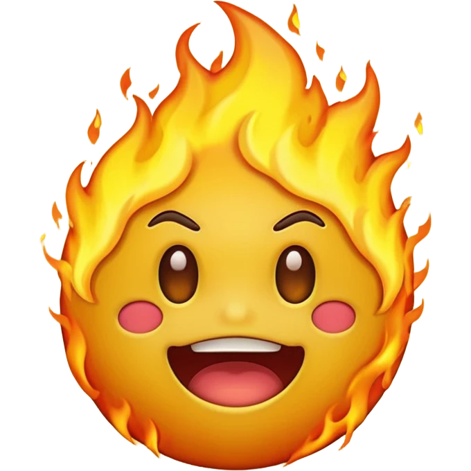 The emoji yellow On fire Scared emoji
