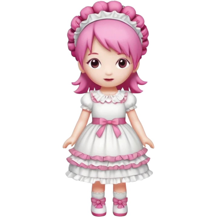 Isolated detaile illustration incredibly raspberry torte doll figurine full body with pink hair and a raspberry hairband emoji
