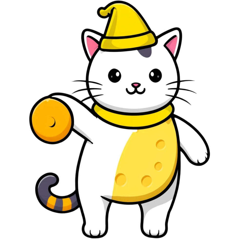 cheese cat wearing a yellow hat emoji