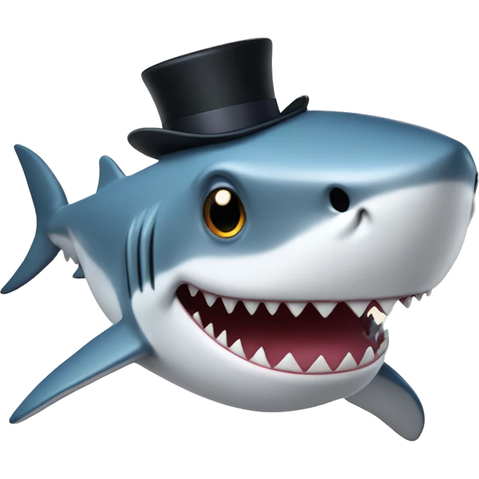 Shark with a top hat emoji
