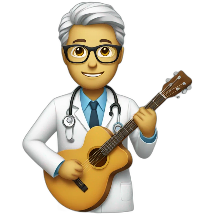 doctor glasses playing guitar emoji