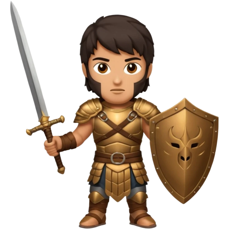 Gladiator with dark hair and dual sword emoji