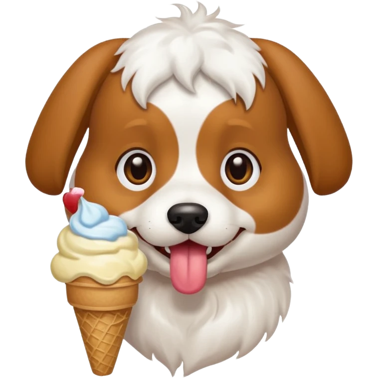 dog sitting eating ice cream emoji