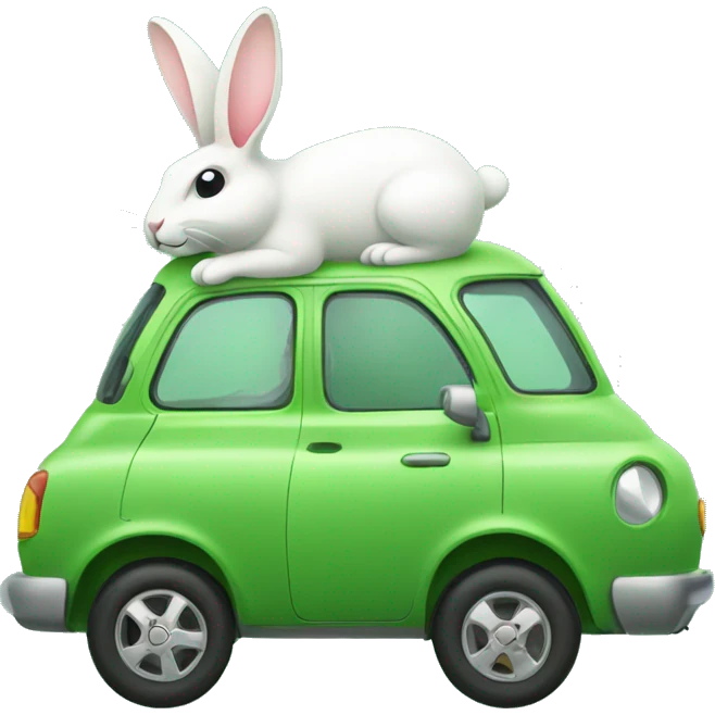Green car with rabbit  emoji