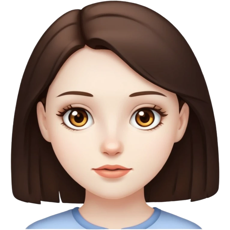 Brunette pale skin brown eyes girl emoji