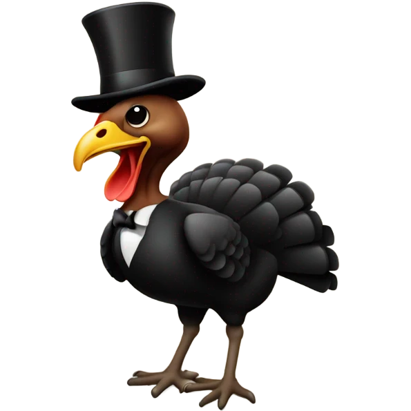Turkey with black tie and top hat emoji