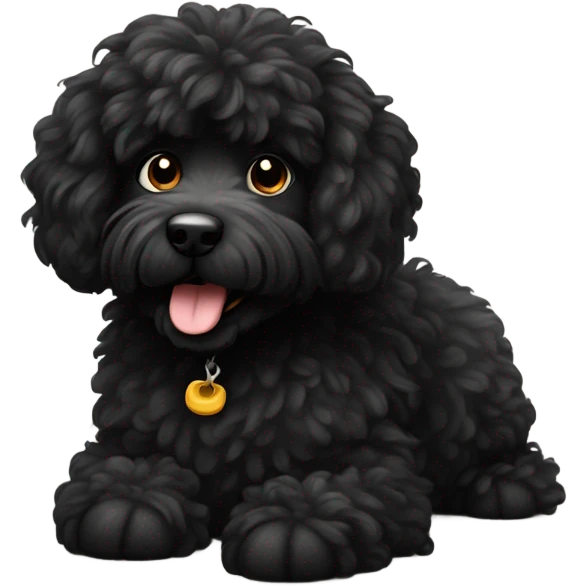 black fluffy doodle dog emoji