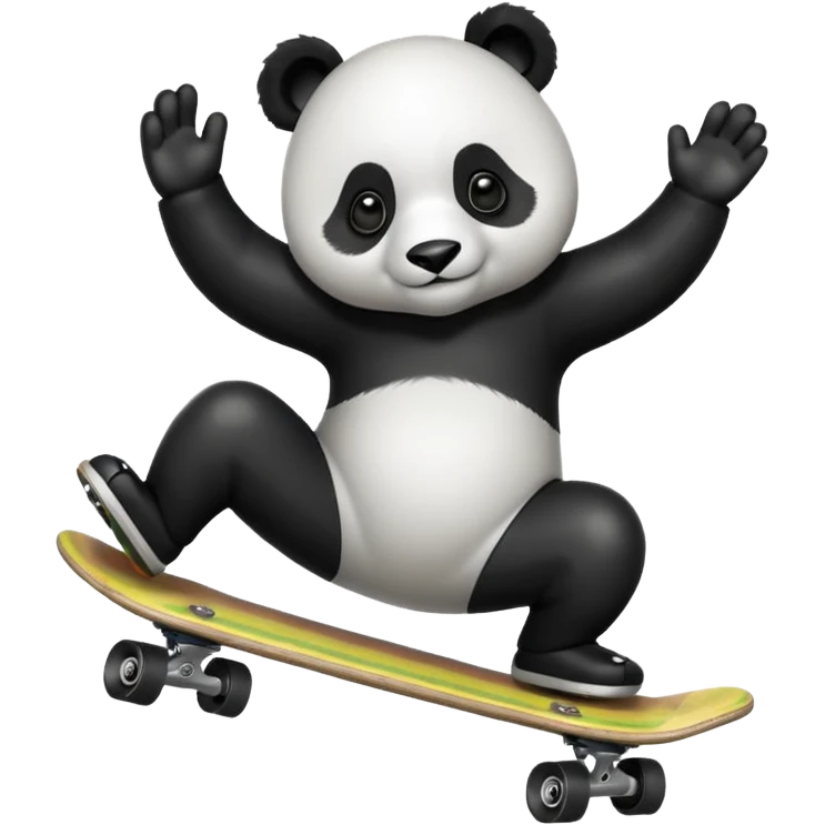 panda doing a trick on a skateboard emoji