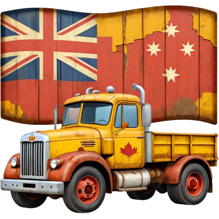 Old Mack truck with Australian flag decal emoji