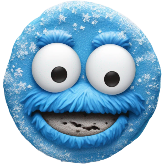 Cookie Monster with powdered sugar on his face emoji