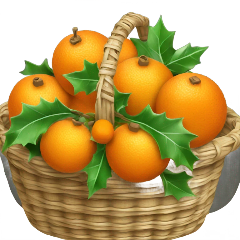 Christmas basket with tangerines emoji