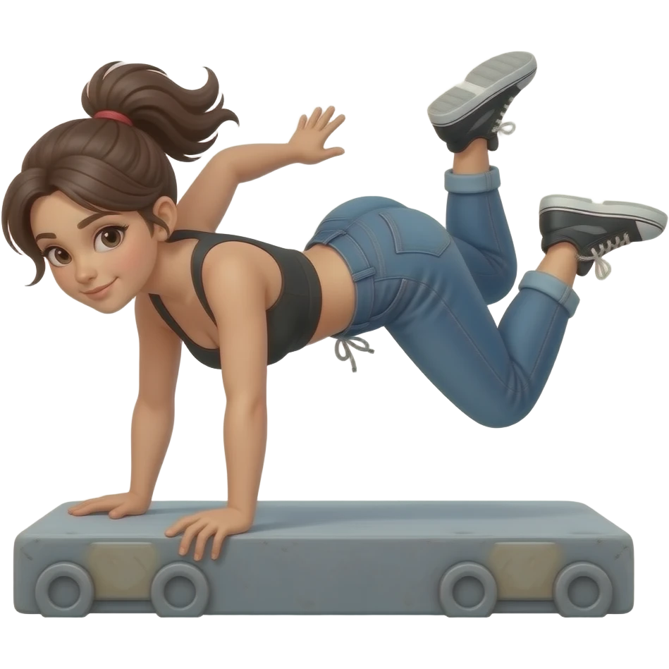 brunette women doing parkour emoji