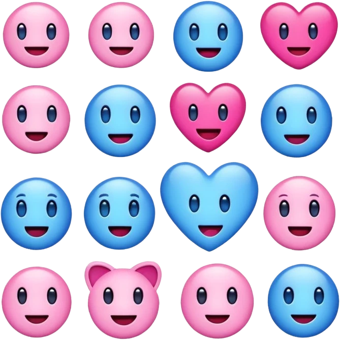 Emoji azul e rosa emoji