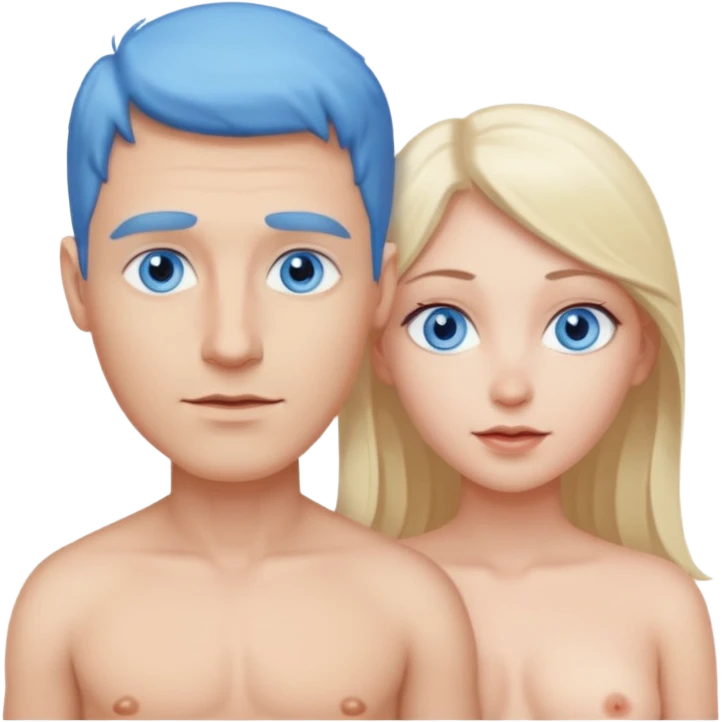 White Man blue eyes and white woman blue eyes having sex naked emoji