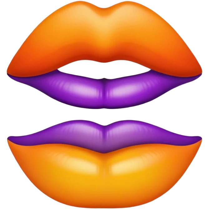 Orange, green, purple and yellow lips emoji