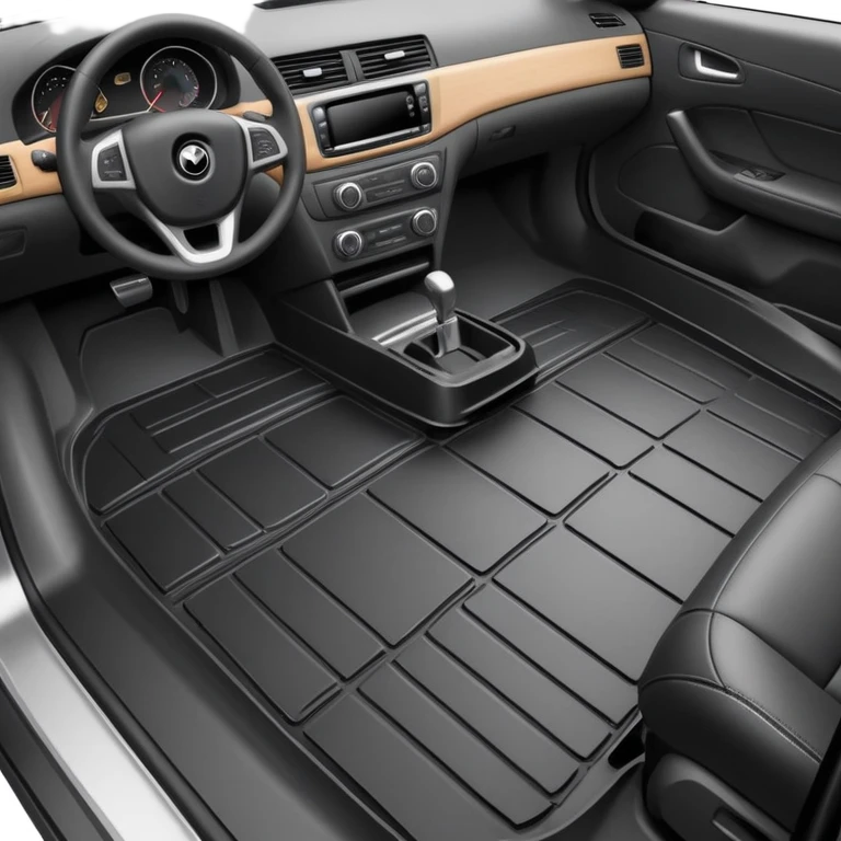 applying sound deadening material to car floor, first layer of vibration isolation emoji