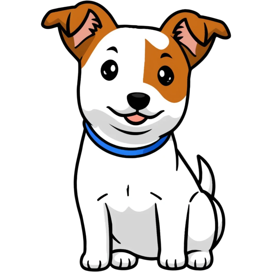 Jack russell con todo blanco con una oreja marrón  emoji