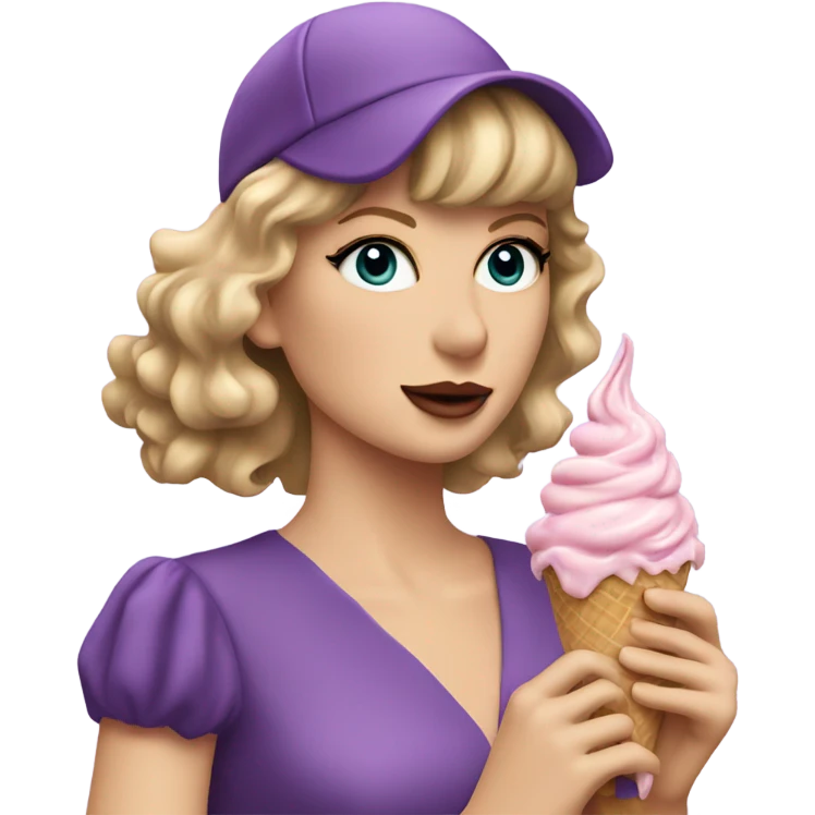 Taylor Swift eating ice cream in a purple dress emoji