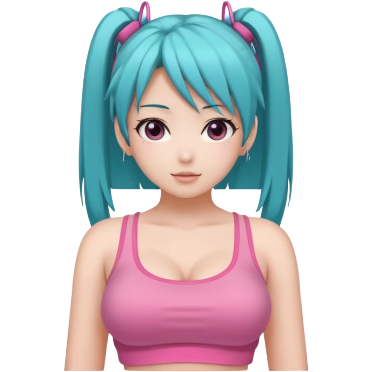 Miku big boobs pink crop top  emoji