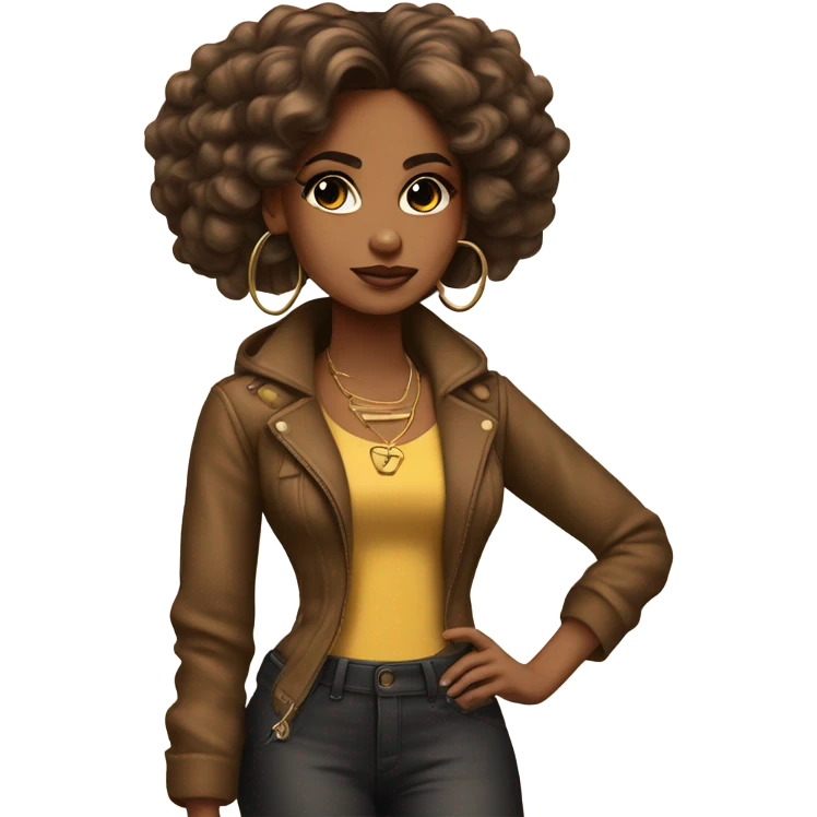 Brownskin girl with a baddie aesthetic  emoji