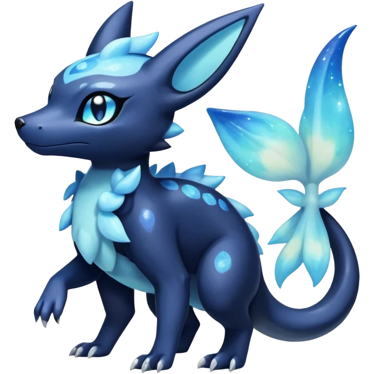 Shiny icy iridescent Pastel Nebulae Salandit-Meowstic-Umbreon-Fakémon-hybrid-creature (full body)  emoji