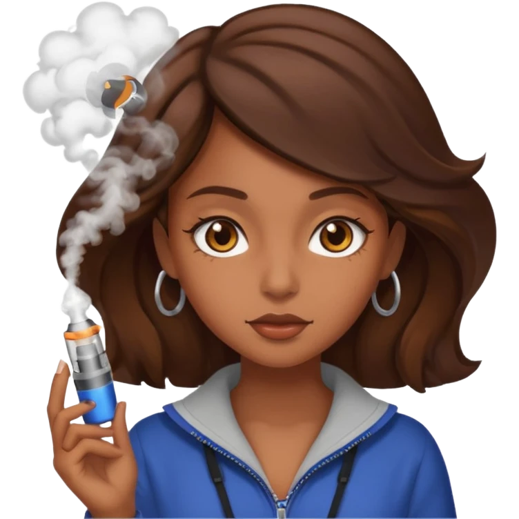 brown girl with brown hair and brown eyes vaping  emoji