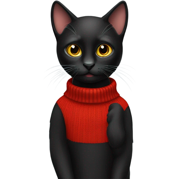 Black cat wearing a red jumper emoji