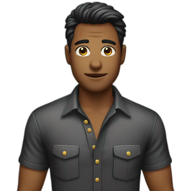 chico con camisa negra felis emoji